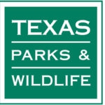 Green Texas Parks and Wildlife square logo with the words in white.