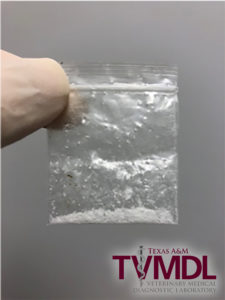Clear bag filled with unknown white substance