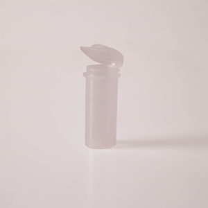 Clear plastic tube with removable lid.